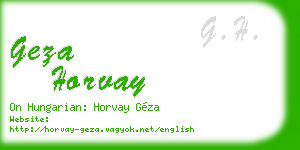 geza horvay business card
